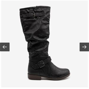 Bamboo black leather slouchy calf boot